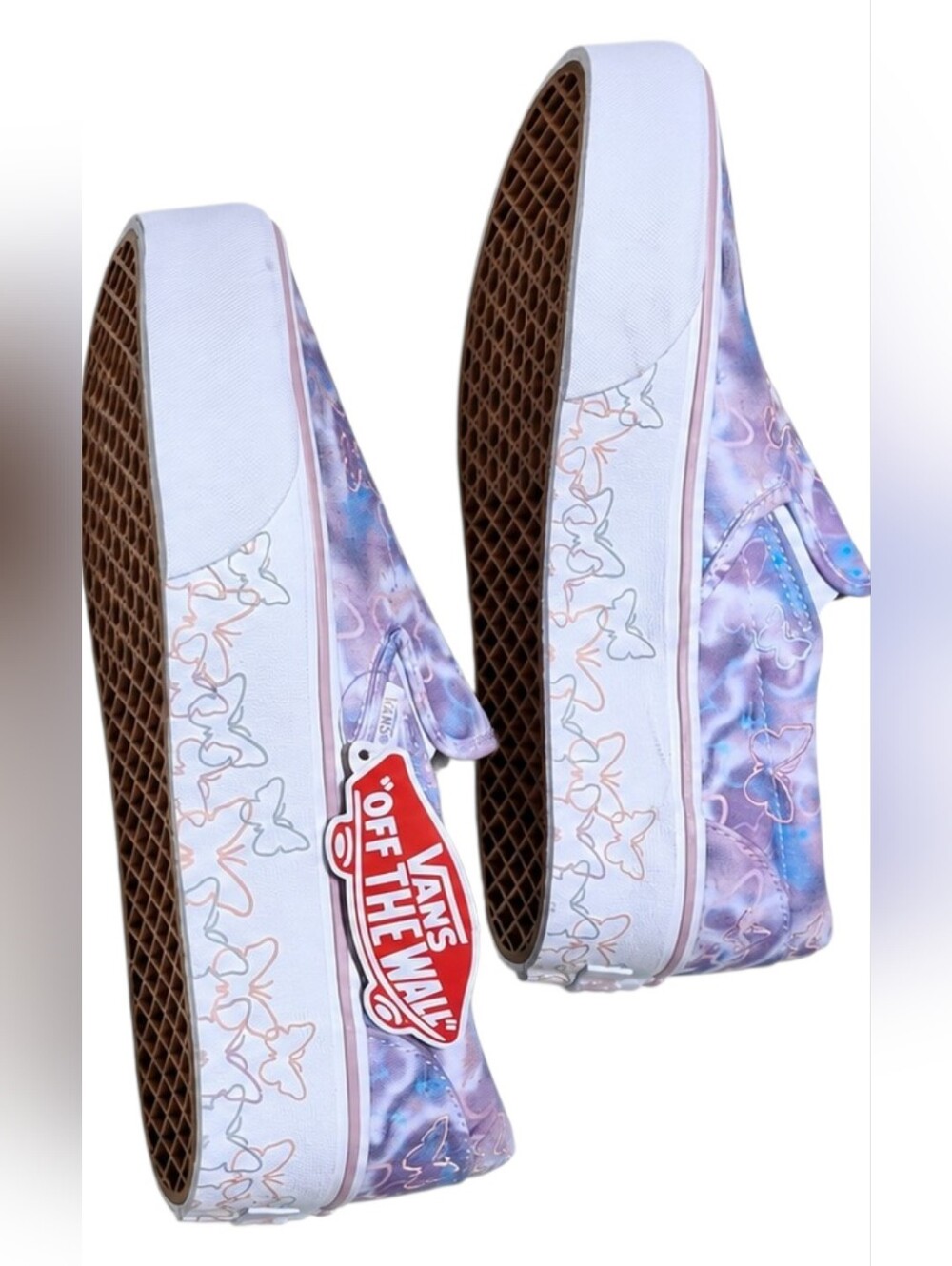 Vans Butterfly Dreams Pastel Purple Platform Slip-On Shoes Size Men 9 Women 10.5